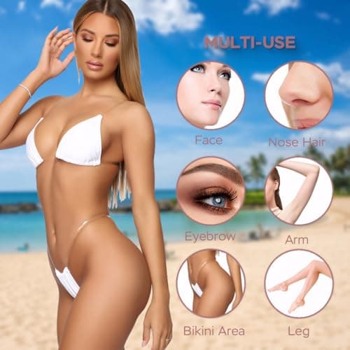 Vacto Electric Razors for Women, 4-in-1 Women’s Facial Hair Removal, Face Shaver Ebrow Trimmer Pubic Bikini Trimmer Portable Ladies Shaver Womens Razors for Shaving - Thumbnail 5