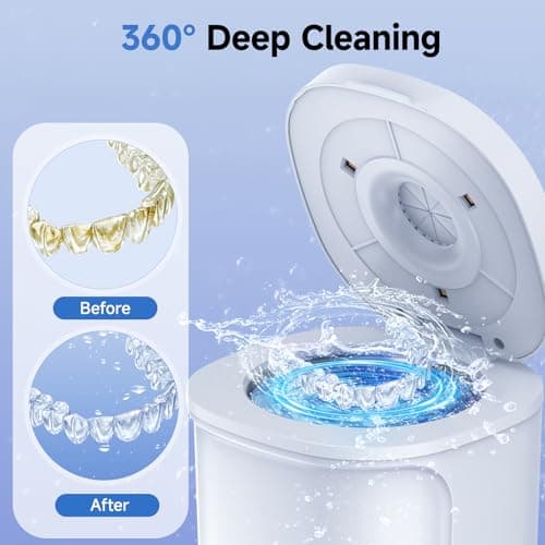 Ultrasonic Retainer Cleaner Machine, 45kHz Dental Cleaning Pod for Denture, Aligner, Nightguard, Mouth Guard, Toothbrush, Jewelry, with Digital Timer, 200ML & 4 Modes for All Dental Appliances - Thumbnail 3