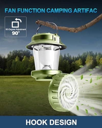 2-Pack Camping Lantern with Fan, Rechargeable Solar LED Waterproof USB Output Hanging Light Camping Essentials Survival Kits for Indoor Outdoor Home Emergency Light Power Outages (4 Light Modes) - Thumbnail 4