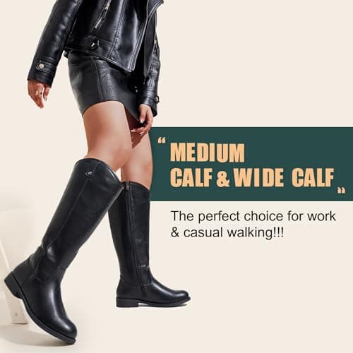 Vepose Women's Knee High Boots 956 Black Zipper Casual Weather Tall Fashion Retro Vegan Boots for Women Size 9.5(CJY956 Black 09.5) - Thumbnail 3