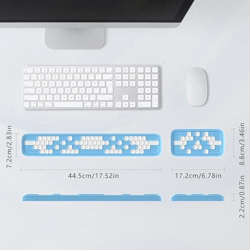 MEKASS Keyboard Wrist Rest, Ergonomic Wrist Pad, Soft Memory Foam Keyboard Hand Rest with Non-Slip Base, Easy Typing, Pain Relief, Comfort Support for Office Work Gaming Accessories (Blue White) - Thumbnail 6