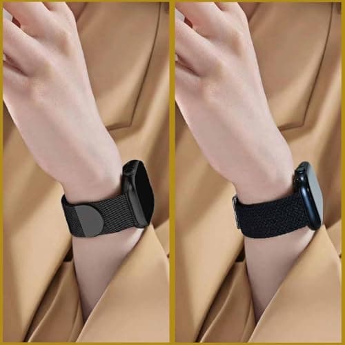 Compatible with Apple Watch Bands, Magnetic Clasp Watch Bands for Women and Men 38mm 40mm 41mm 42mm 44mm 45mm 46mm 49mm, for iWatch Bands Ultra/Ultra 2 SE Series 10 9 8 7 6 5 4 3 2 1, Stainless Steel & Nylon - Thumbnail 6