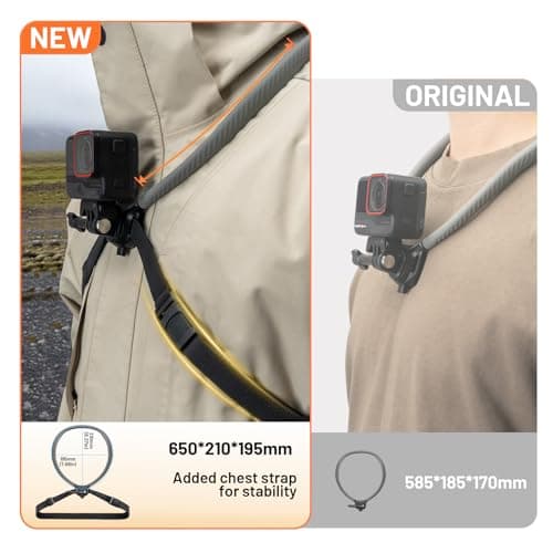 PGYTECH CapLock Quick Release Action Camera Neck Mount, Large Size Adjustable Strap, DJI Osmo Action 6/5 Pro/Pocket 3/Xtra Muse, GoPro 13-10, Insta360, Hands-Free POV Holder for Vlogging/Sports/Travel - Thumbnail 2