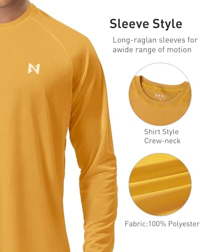 isnowood Sun Protection Shirts for Men, UPF 50+ Long Sleeve, UV Quick Dry Rash Guard Swim Shirt for Fishing Hiking Running Yellow - Thumbnail 3