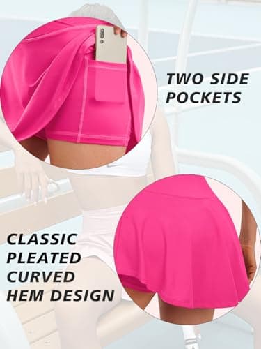gaimoliso Women's 2-in-1 Athletic Shorts Flowy Running Shorts with Pockets Spandex Shorts for Workouts,Tennis,Gym White - Thumbnail 5