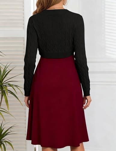 VIAURBE Women's Cardigan Long Sleeve Bolero Shrugs for Evening Dress Lightweight Cropped Open Front Casual Knit Tops Black 2XL - Thumbnail 3