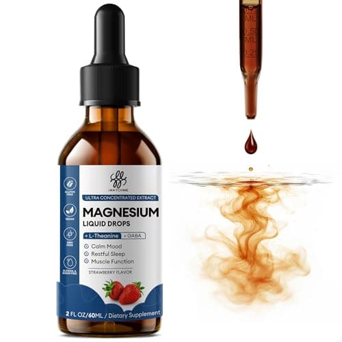Liquid Magnesium Glycinate Drops for Nighttime Sleep & Calm Support, Triple Chelated Magnesium Complex with L-Theanine & GABA, Pre-Dissolved Liquid for Gentle Absorption, Strawberry Flavor, 2 Fl Oz - Image 1