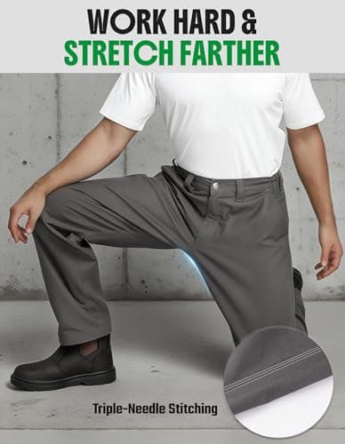 SKPRO Men's Utility Pants, Durable Stretch Work Pants, Dark Grey, 38W x 30L - Thumbnail 4