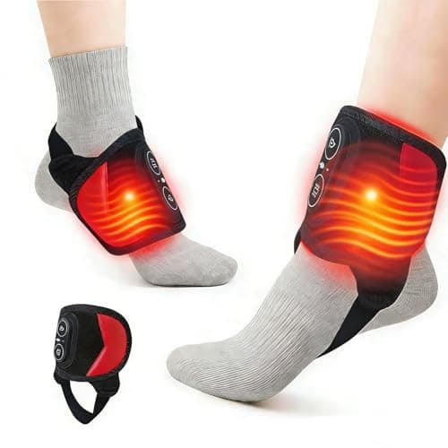 QUSD Red Light Therapy Wraps for Ankle Wrist Foot, 660nm Red & 850nm Near-Infrared Light, 3-Level Vibration & Heat Therapy for Heel Arch Pain Relief, 3000mAh Rechargeable, Ideal Gift - Image 1