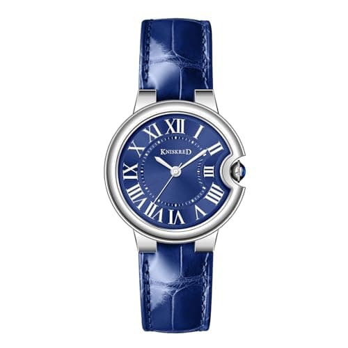 KNISKRED Classic Watch for Women with Vintage Roman Numerals and Solid Stainless Steel Band Ladies Casual Watch (Blue Silver) - Image 1