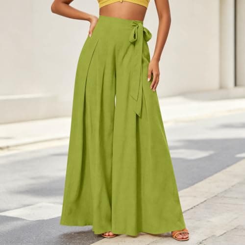 Culottes for Women Fashion 2026 Summer Fall Green Large - Thumbnail 6