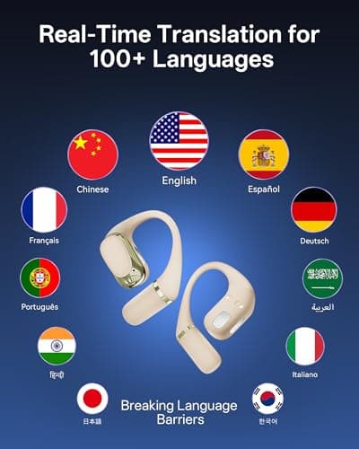 BeSing AI Translation Earbuds Real Time, 4-in-1 Open Ear Headphones for Travel/Music/Business, 100 Languages Translator Earbuds, Audifonos Traductores Inglés Español, IPX7, Clear Calls, 50H Playtime - Thumbnail 2