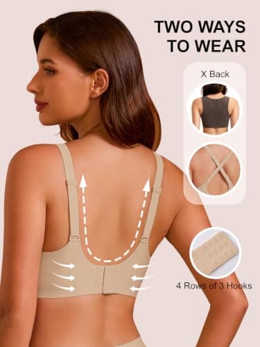 COCOMARTS Jelly Bras for Women No Underwire Push Up Deep V Mesh Comfort T Shirt Bralette Wireless Seamless Everyday Bra Nude 3X-Large - Thumbnail 3