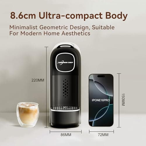 PURHUGO CHEF Mini Espresso Capsule Machine-One Cup Coffee Machine Single Serve Coffee Maker,Perfect for Small Space,20.29oz Removable Tank,Black - Thumbnail 6
