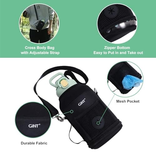 GiNT 37oz Insulated Stainless Steel Dog & Human Water Bottle | Leakproof Travel Dispenser with Detachable 10oz Bowl, 24H Cold/12H Hot, Carrying Case for Walking, Hiking,Camping & Outdoor Travel(Green) - Thumbnail 6