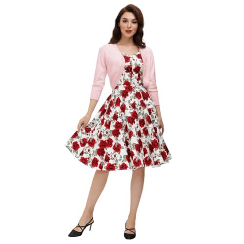 Belle Poque Womens Petite 3/4 Sleeve Bolero Shrug Open Front Knit Cropped Cardigan(Light Pink S) - Thumbnail 2