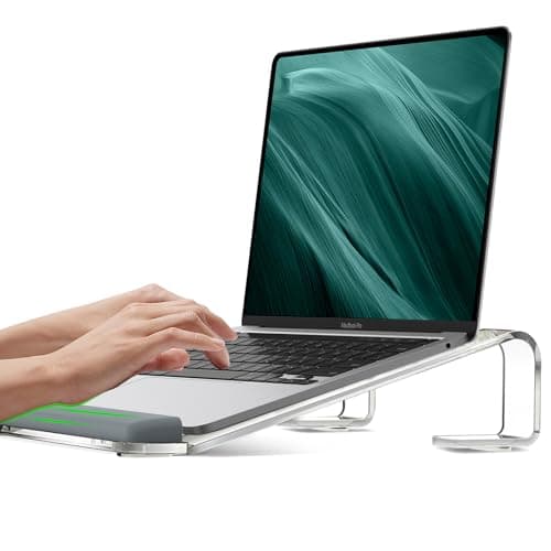 JCZT Clear Acrylic Laptop Stand for Desk, with Wrist Rest, Ergonomic Detachable Mount Compatible with 10-17'' All Laptops Such as MacBook Air Pro/HP/Dell/Lenovo - Image 1
