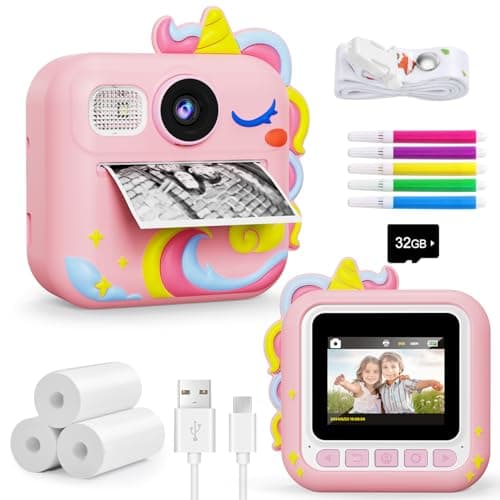 KOKODI Kids Camera Instant Print, Toddler Cameras Christmas Birthday Gifts for Girls Age 3-12, Digital Video Instant Printable Camera for Kids,Toys for Ages 5-7 Girls (Pink) - Image 1