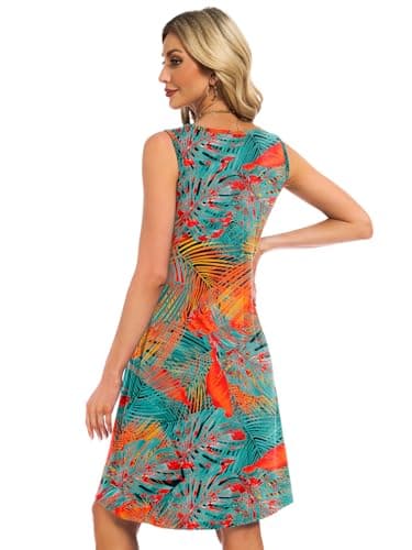 YOKGO Womens Summer Dresses Casual Loose Sleeveless Dress Beach Vacation Floral Tank Sundresses with Pockets - Thumbnail 6