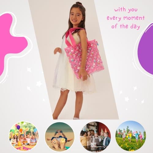 InflatDecor Bubble Beach Bag for Girls – Waterproof Inflatable PVC Tote Bag for Kids Toddler Purse Gift Pink Little Girl Purse Birthday Gift Large Beach Bag for Toys Towels Swimsuit - Thumbnail 6
