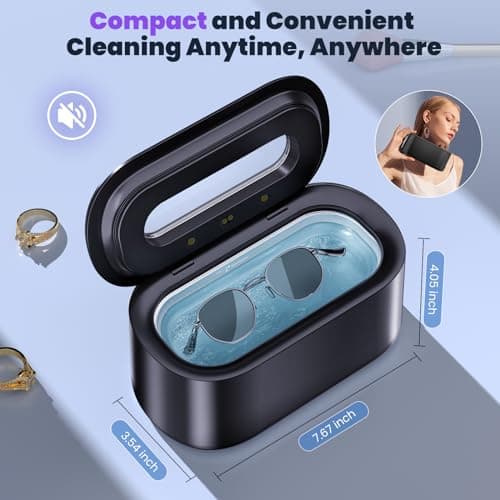 Ultrasonic Jewelry Cleaner, 48KHz Professional Ultrasonic Cleaner for Eyeglasses, Rings, Retainers, Dentures, 30W Jewelry Cleaner Ultrasonic Machine with Dual Cleaning Modes, Digital Timer - Thumbnail 6