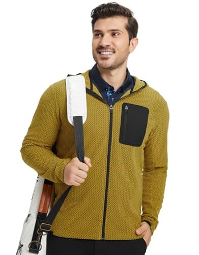 M MAELREG Fleece Hooded Jackets for Men Stretch Soft Warm Zip Up Hoodie with 5 Pockets for Outdoor Travel Golf - Thumbnail 6
