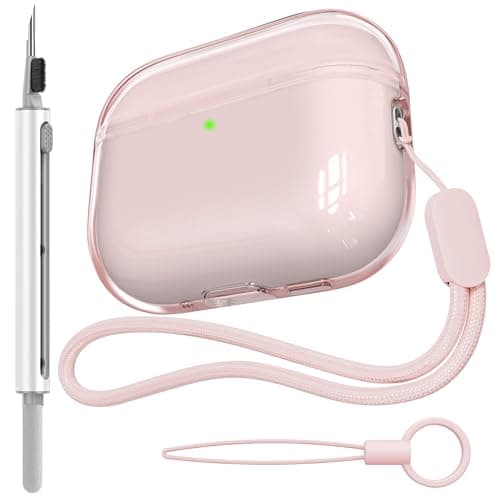 VEIRRW for AirPods Pro 3 Case Clear Cover with Cleaner Kit, Soft Transparent TPU Compatible with AirPods Pro 3rd Generation case 2025(Clear Pink) - Image 1
