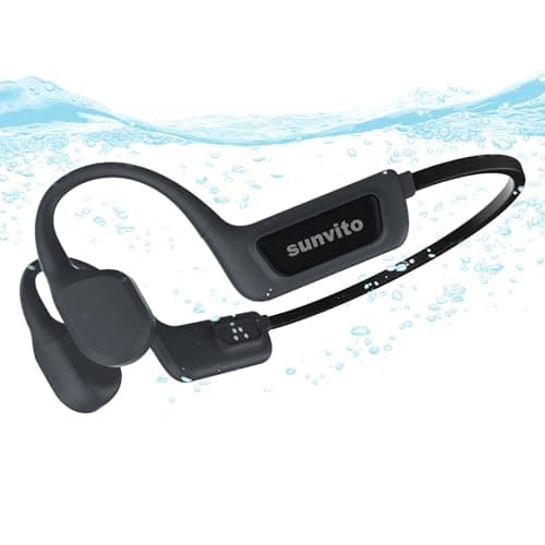 sunvito Bone Conduction Swimming Headphones, IPX8 Waterproof Open-Ear Sports Headphones with Built-in MP3 Player, Bluetooth 5.4 for Swimming, Running & Gym, Black - Image 1
