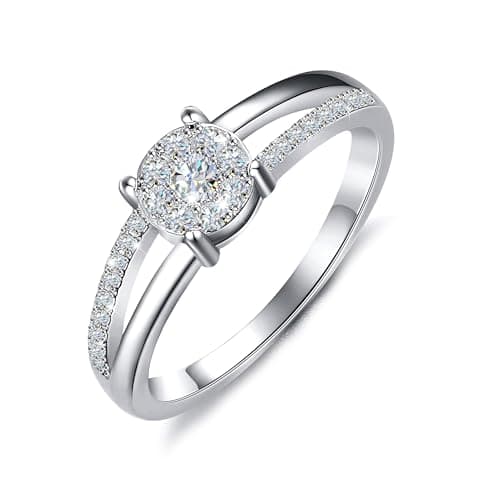 Fimewon Wedding Rings for Women Silver Moissanite Rings Birthday Gifts for Women Size 6 - Image 1