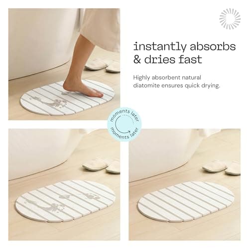 Deepstone Foldable Stone Bath Mat – Large Diatomaceous Earth Mat, Quick Dry with Non-Slip Base, Water Absorbing Bathroom and Shower Stone Mat, Easy to Clean (24” x 15”), White - Thumbnail 3