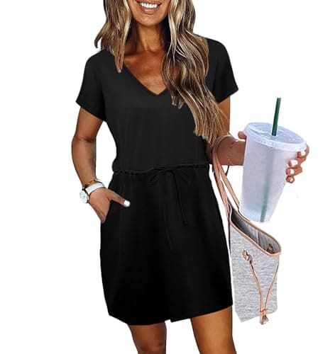 Summer Dresses for Women 2026 Easter Wedding Guest Formal Cocktail Homecoming HOCO Boho Maxi Midi Athletic Tennis Black Shirt Dress Elegant Classy Beach Vacation Spring Fashion Clothing Outfits L - Image 1