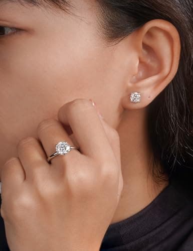 IMOLOVE Moissanite Stud Earrings with 1CT D Color Round Cut Lab Created Moissanite Earrings in Sterling Silver Trendy Earrings for Women Men-1 - Thumbnail 6