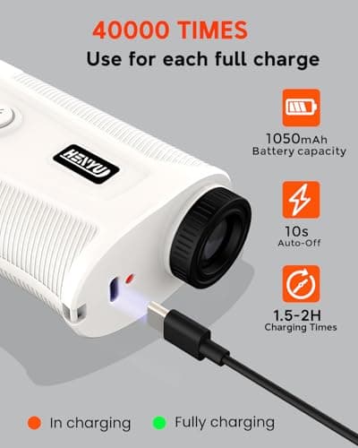 Golf Rangefinder with Slope - 1200 Yard Laser Range Finder for Golfing & Hunting, High-Precision Flag Locking Vibration, 7X Magnification, USB-C Rechargeable, Built-in Magnetic Strip - Thumbnail 6