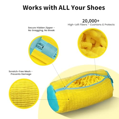 XQXA Shoe Washing Machine Bag 2-Pack - Reusable Shoe Washing Bag with Hidden Zipper, Machine Washable Shoe Bag for Sneakers, Tennis & Athletic Shoes (Yellow) - Thumbnail 4