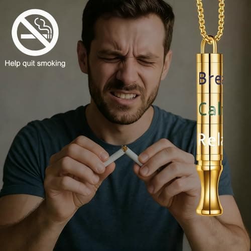 Fidget Necklace with Spinning Calm, Breathe, Relax Charms - Sensory Anxiety Relief & Deep Breathing Aid Stainless Steel Necklaces for Women Men (Gold) - Thumbnail 2