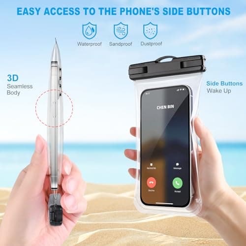 PEDVSTY Waterproof Phone Pouch 2 Pack, IPX8 Waterproof Phone Case for iPhone Galaxy Pixel Up to 7.2", Cell Phone Dry Bag Beach Vacation - Thumbnail 2