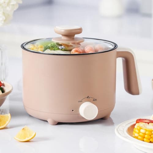 KERZION Hot Pot Electric 1.5L, Portable Ramen Non-Stick Cooker for Noodles, Soup, Oatmeal, Ramen Pot with Boil Dry Protection for Dorm, Office, Travel - Image 1