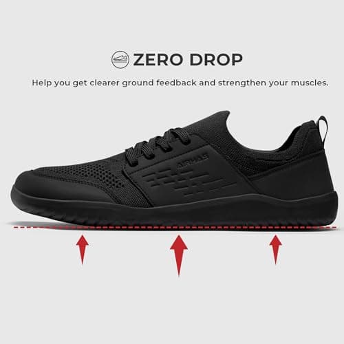 AIRHAS Mens Barefoot Shoes with Wide Toe Box Gym Workout Sneakers for Men Zero Drop Walking Shoes(Black,11.0) - Thumbnail 4