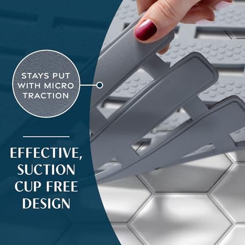 SlipX Solutions Weighted Non Slip Bath Mat for Textured Tub & Shower Surfaces, Patent Pending, Anti Slip Bathtub Safety Without Suction Cups, Doesn’t Float, Works on Tile & Stone 31” x 15”, Gray - Thumbnail 4