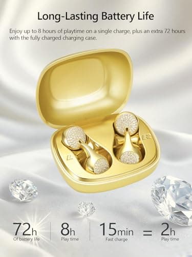 FUNNYEAH JewelPods H01 Wireless Earbuds for Small Ear, Open Ear Earbuds Jewelry-Inspired Designs Metal Headphones, Excellent Spatial Audio,Sweat and Water Resistant,72H Play - Thumbnail 6