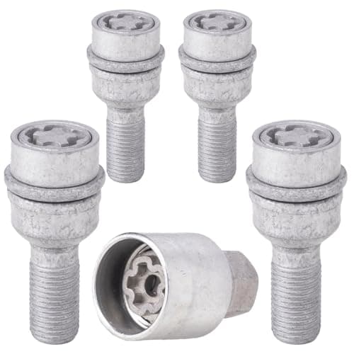 Farad PP12/E Galvanized Lug Bolt Wheel-Locks Kit Suitable for Audi Q5 (M14 X 1.5 Thread Size) - Set of 4 Lug Bolts + 1 Key