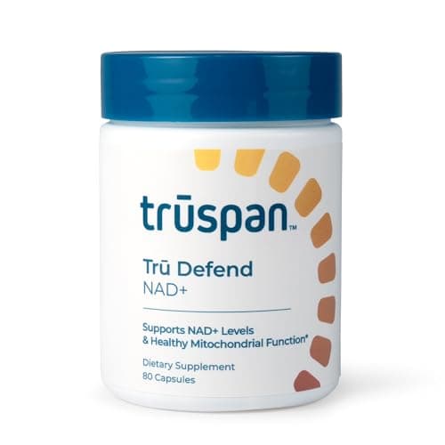 TruSpan Tru Defend NAD+ Capsules, Cellular Energy and Metabolic Support, 500MG of Niacinamide Per Serving, 40 Servings, 80 Capsules - Image 1