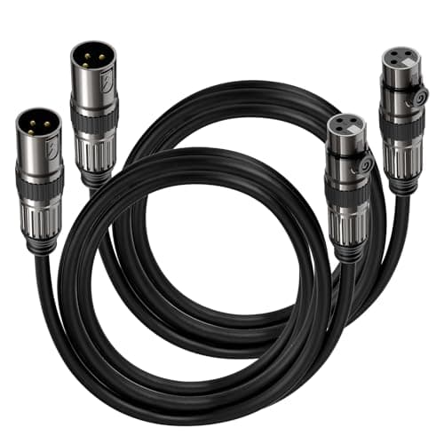Caiord XLR Microphone Cables, 2 Pack 6 Feet Oxygen-Free Copper 3-Pin Male to Female Microphone Cable for Speaker, PA System, Podcast Audio Mixer, Studio Monitors, Audio Recording and More