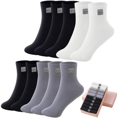 HUGSWEET Thin Soft Cotton Crew Socks for Women Ankle above Bootie Socks Gifts for Women 5-10 Pairs - Image 1