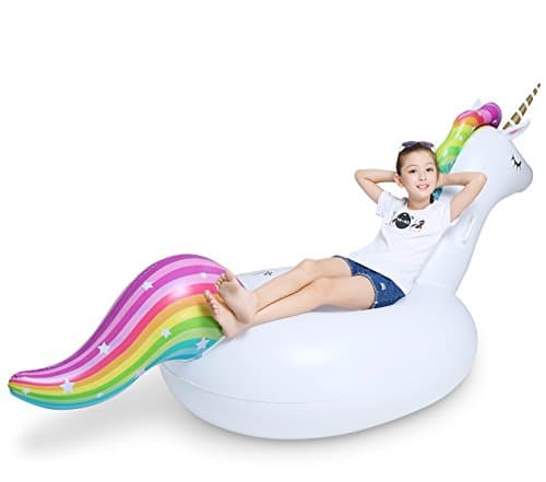 Jasonwell Big Inflatable Unicorn Pool Float Floatie Ride On with Fast Valves Large Rideable Blow Up Summer Beach Swimming Pool Party Lounge Raft Decorations Toys for Kids Adults - Thumbnail 3