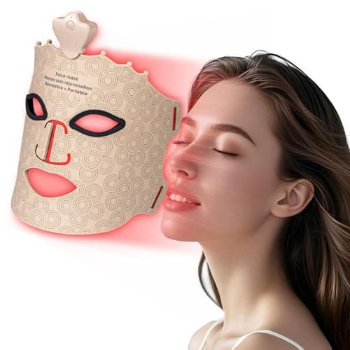 SUERBEATY Red Light Mask, 7 Colors Red Light Mask for Face, Cordless, Soft Flexible, Portable & Lightweight for Home & Travel, Rechargeable Facial Masks for Women & Men (Khaki) - Image 1