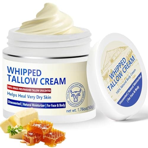 JIIANERY Beef Tallow for Skin, Natural Beef Tallow for Face, 100% Organic Grass Fed Finished Whipped Tallow and Honey Balm, Tallow Cream for Skin Care, Tallow Face Moisturizer Body Lotion - Image 1