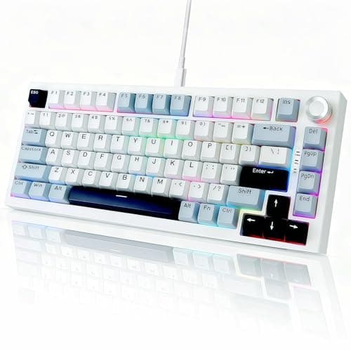 DstoPar K81 Gaming Keyboard,75% Hot Swappable Mechanical Keyboard with knob,RGB Backlit,Side Printed PBT Keycaps,Gasket Structure,8000mAh K81 Wired Keyboard （Polar White） - Image 1