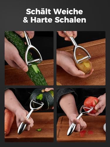 Vegetable Peeler Set, Ultra Sharp Stainless Steel Y Peeler & I Peeler for Potatoes, Fruits and Vegetables, Serrated Blade Kitchen Peeler with Ergonomic Handle - Thumbnail 5