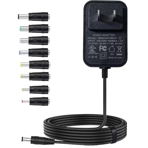 24V Power Supply 1A 24 Volt AC Adapter 100-240v 50-60hz Switching Adapter with 5.5 x 2.1mm DC Plug and 8 Tips Power Cord for LED Strip Light DC24V Transformer 1.5m - Image 1